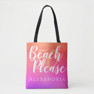50th Birthday Beach Party Orange Pink Ombre Tote Bag