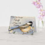 50th Birthday Beautiful Wife Pretty Chickadee Card<br><div class="desc">Celebrate her 50th beautiful birthday with a special card to your wife. A charming chickadee watercolor painting adorns this birthday message full of love and joy. Open the bird and flower card to read the best wishes verse for a beautiful woman at her 50h year who loves pretty birds, flowers...</div>