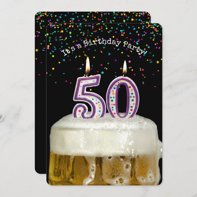 50th Birthday Beer Party Invitation (Front/Back)