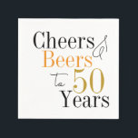 50th Birthday Beers and Cheers Minimal Party Napkins<br><div class="desc">This is a cool and modern, 50th birthday party design. It is a simple, minimal design, in classic black and white, with pops of orange and gold typography. Perfect for a cool and fun, 50th birthday party. This design is fully customizable, simply use the personalize this button to change the...</div>