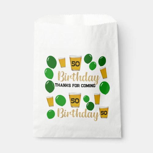 50th birthday beers and green balloons Favor Bags