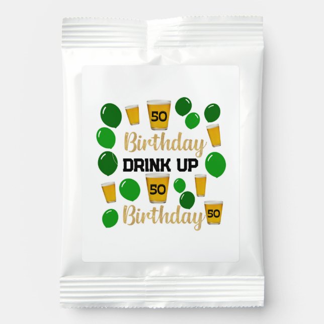 50th birthday beers and green balloons favors margarita drink mix (Front)