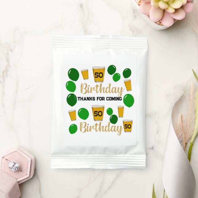 50th birthday beers and green balloons  lemonade drink mix (Wedding)