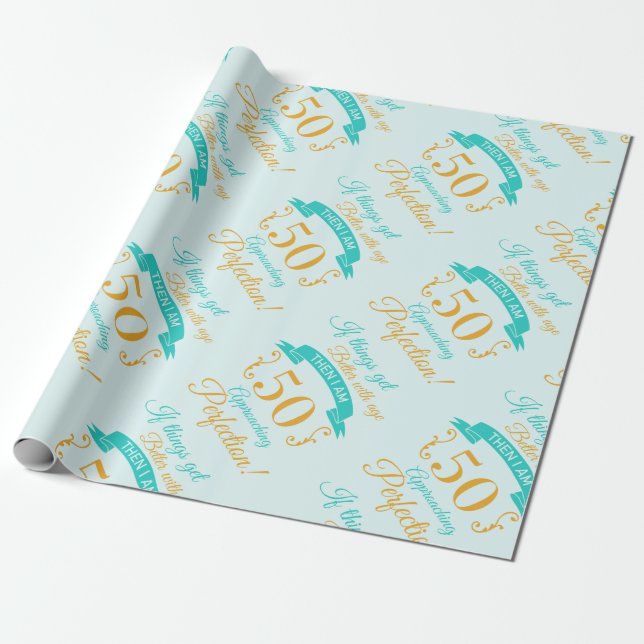 50th Birthday Better With Age Wrapping Paper (Unrolled)