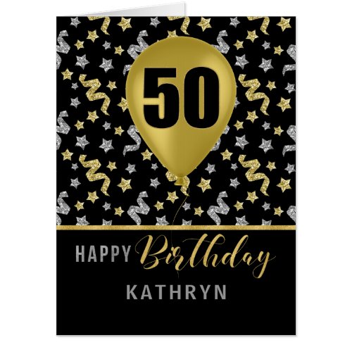 50th Birthday BIG Speech Bubbles for Group Wishes Card