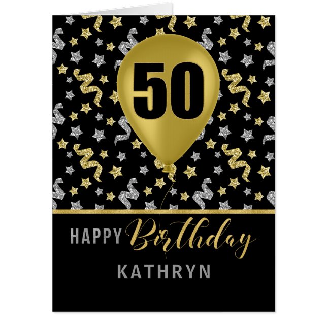 50th Birthday BIG Speech Bubbles for Group Wishes Card (Front)