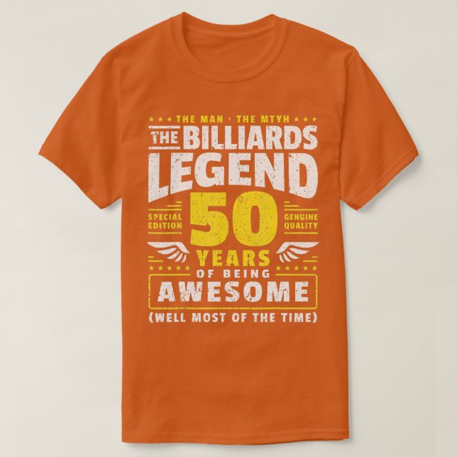 50th Birthday Billiards Player 50 Years Old  T-Shirt (Design Front)