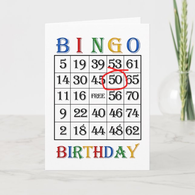 50th Birthday Bingo card (Front)