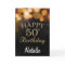 50th Birthday  Black and Gold Glitter Card
