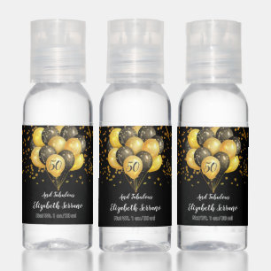 50th Birthday Black And Gold Glitter Hand Sanitizer