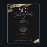 50th Birthday Black and Gold Party Menu Flyer<br><div class="desc">Menu. Script font highlights with easy to read serif name font. Make your own menu,  use your own text to create an elegant yet cheap and affordable event menu. Easy to personalize. Custom menu paper sheets. Black and Gold Elegant Birthday party custom menu</div>