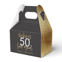 50th Birthday black and gold simple elegant modern Favor Boxes