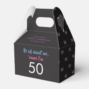 50th Birthday black and gold simple elegant modern Favor Boxes