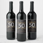 50th Birthday black and gold simple elegant modern Wine Label<br><div class="desc">Celebrate your 50th birthday in style with these black, white and gold effect fabulous contemporary elegant typography birthday party labels. A modern design with script text and bold graphics. Change the number to customise. Part of a collection. Number can be customised, ideal for 21st, 30th, 40th, 50th, 60th, 70th, 80th,...</div>
