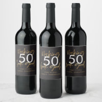 50th Birthday black and gold simple elegant modern