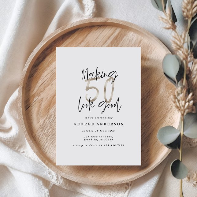 50th birthday black and silver elegant modern (Creator Uploaded)