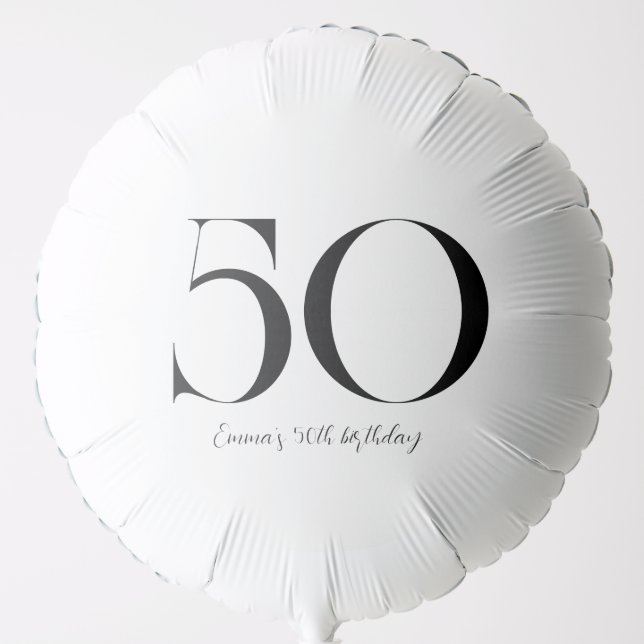 50th Birthday Black and White Balloon (Front)