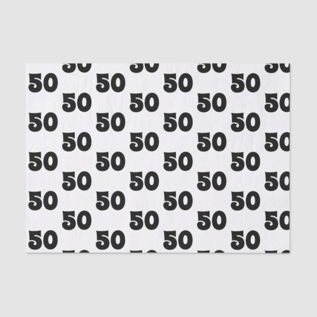 50th Birthday Black and White Pattern Tissue Paper (Front)
