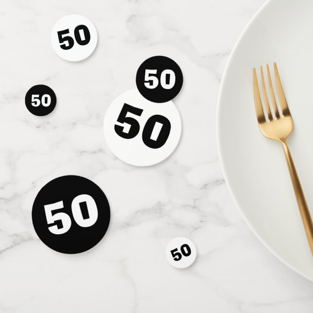 50th Birthday Black and White Table Confetti (Group)