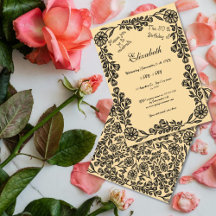 50th Birthday Black & Beige Botanical Floral