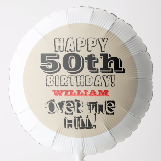 50th Birthday Black Brown Milestone Name Balloons (Front)