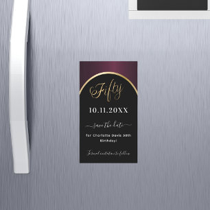 50th birthday black burgundy Save the Date magnet