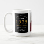 50th Birthday Black Gold Add Year Name Photo Large Coffee Mug<br><div class="desc">A huge black and gold photo mug for those special people. Easily customize the text and photo using the template provided. Part of the setting standards range.</div>