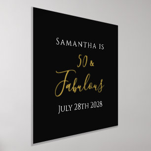 50th Birthday Black Gold Birthday Celebration Foil Prints