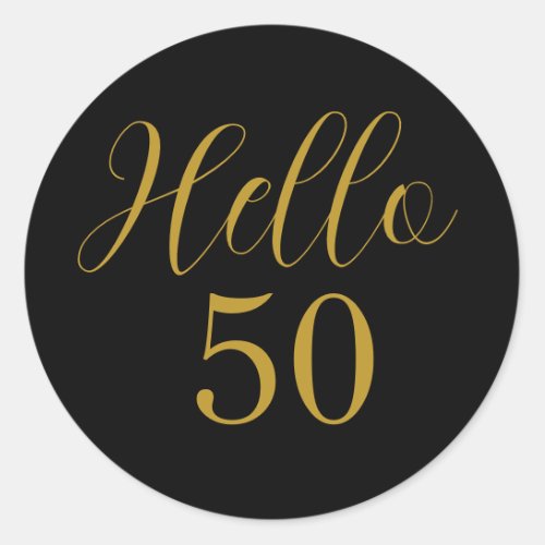 50th Birthday Black Gold Birthday Classic Round Sticker