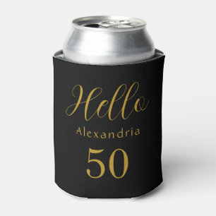 50th Birthday Black Gold Birthday Party Favor Can Cooler