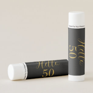 50th Birthday Black Gold Birthday Party Favor Lip Balm