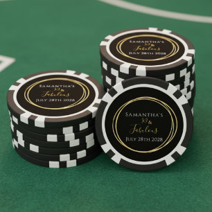 50th Birthday Black Gold Birthday Party Poker Chips