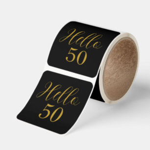 50th Birthday Black Gold Birthday Square Sticker