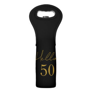 50th Birthday Black Gold Birthday Wine Tote