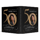 50th Birthday Black Gold Calligraphy Elegant Photo