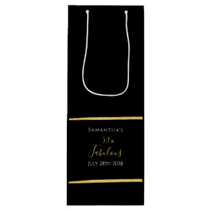 50th Birthday Black Gold Elegant Stylish Party Wine Gift Bag