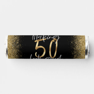 50th Birthday black gold glitter modern elegant Breath Savers® Mints