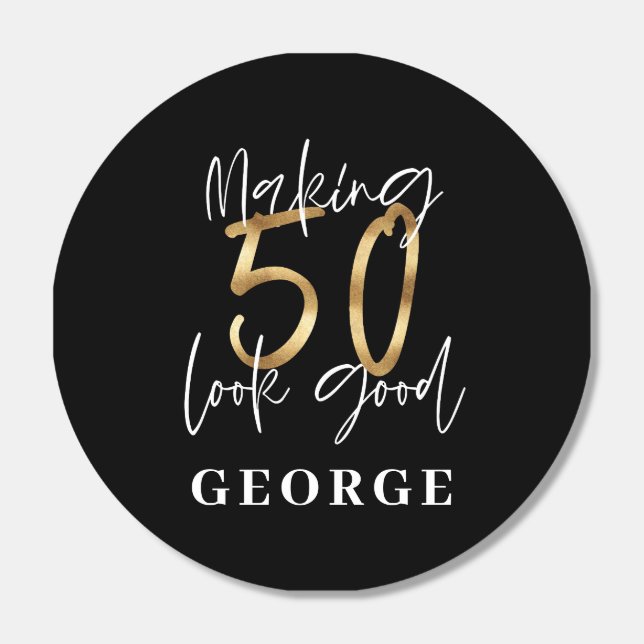 50th Birthday black gold glitter modern elegant Hershey®'s Kisses® (Sticker)