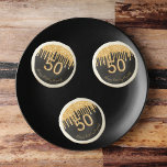 50th birthday black gold glitter name sugar cookie<br><div class="desc">Elegant, classic, glamorous and girly for a 50th birthday party. A classic black background. Decorated with faux gold glitter drips, paint dripping look. Personalize and add a name. With the text: Happy Birthday plus the birthday girls name. The text is written with a trendy golden colored hand lettered style script....</div>