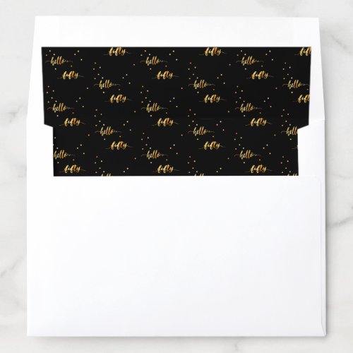 50th birthday black gold hello 50 typography envelope liner