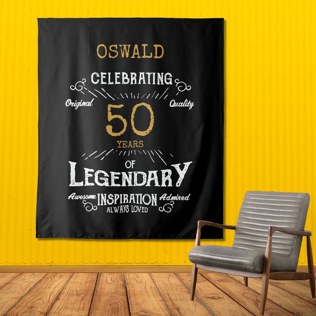 50th Birthday Black Gold  Legendary Photo Backdrop (50th Birthday Black Gold Legendary Photo Backdrop
)