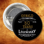 50th Birthday Black Gold  Legendary Retro Button<br><div class="desc">Personalized elegant buttons that are easy to customize for that special 50th birthday party. The retro black and gold design adds a touch of refinement to that special celebration.</div>