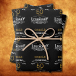50th Birthday Black Gold  Legendary Retro Wrapping Paper Sheets<br><div class="desc">Vintage Black Gold Elegant wrapping paper - Personalized 50th Birthday Celebration wrapping. Celebrate your milestone 50th birthday with a touch of elegance, class, and sweetness! Our Vintage Black Gold wraps are the perfect way to make your mark with personalized birthday favors. Every sheet has a rich and luxurious black and...</div>