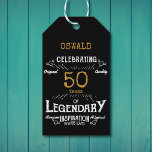 50th Birthday Black Gold Legendary Vintage Gift Tags<br><div class="desc">A personalized elegant 50th birthday vintage gift label that is easy to customize for that special birthday party occasion.</div>