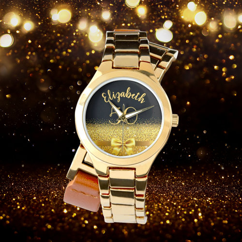 50th birthday black gold  name watch