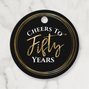 50th Birthday Black Gold Party Take Home Gift Tag