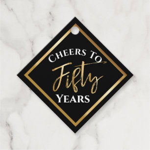 50th Birthday Black Gold Party Take Home Gift Tag