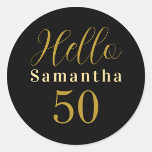 50th Birthday Black Gold Personalized Birthday Classic Round Sticker