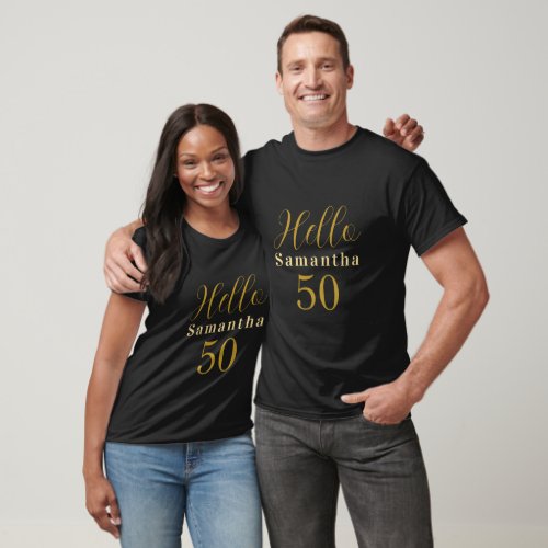 50th Birthday Black Gold Personalized Birthday T_Shirt