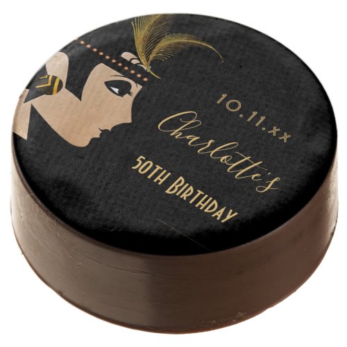 50th birthday black gold retro1920s art deco chocolate covered oreo